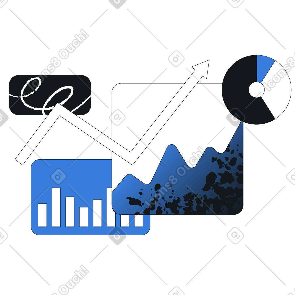 Analisi strategica della crescita aziendale, finanziaria e metriche di successo illustrazione in stile Midnight scarica in PNG, SVG