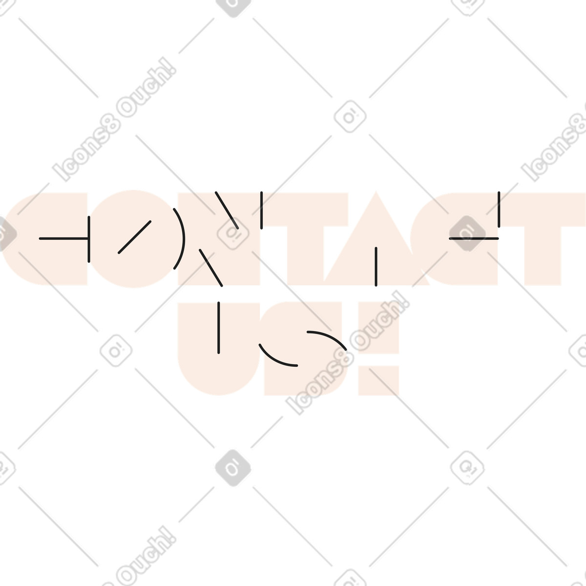 Lettering contact us! text illustration in Coworking style download in PNG, SVG