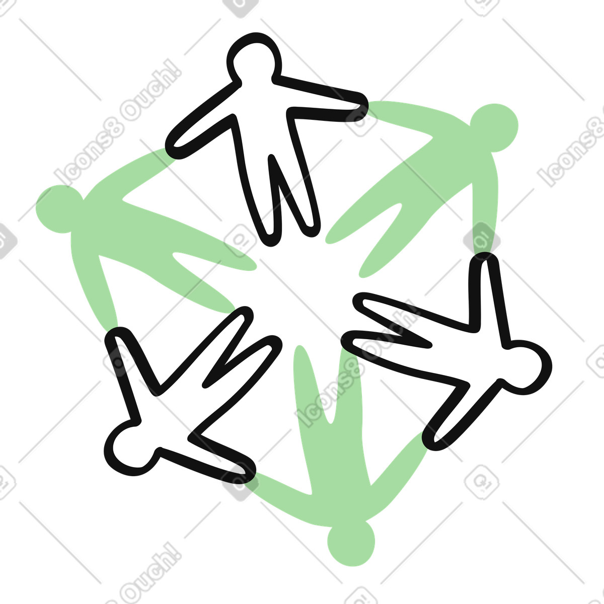 Organic スタイルの Team collaboration figures forming triangle symbol of cooperation and unity のイラストをPNG、SVG形式でダウンロード