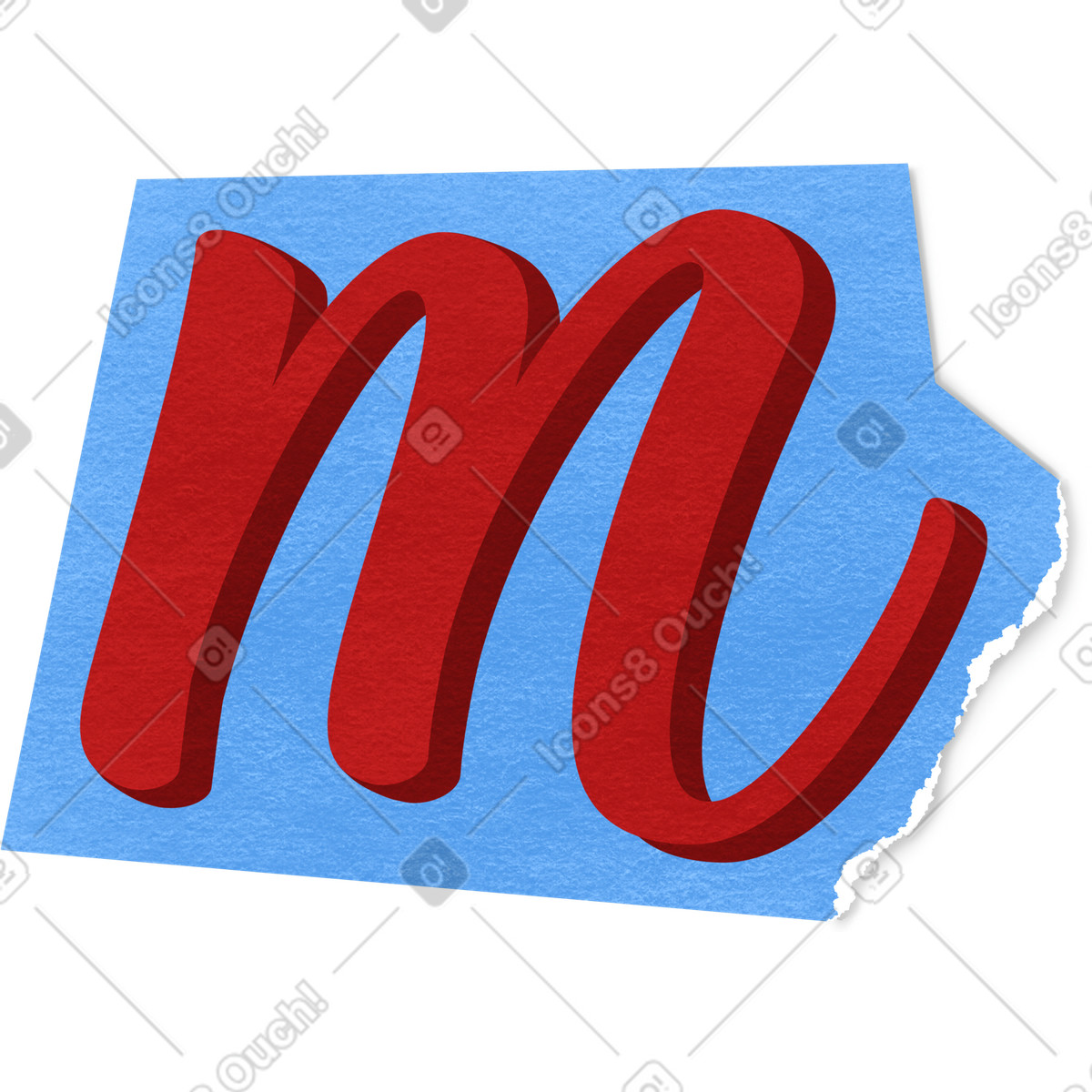 Ilustración Collage lowercase letter m en estilo Paper Cut a descargar en PNG y SVG