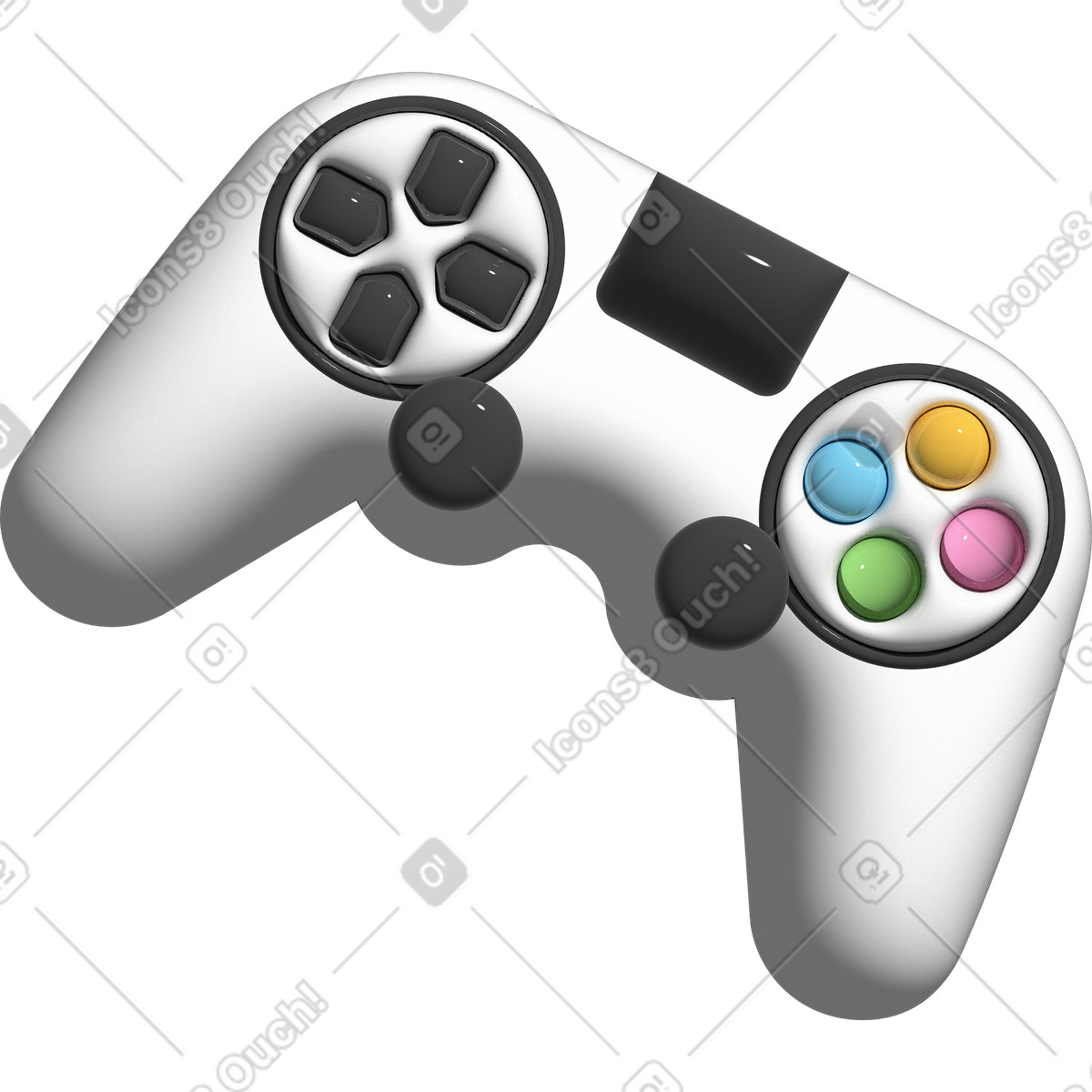 Ilustração de Gamepad branco em no estilo Cartoony para baixar em PNG, SVG