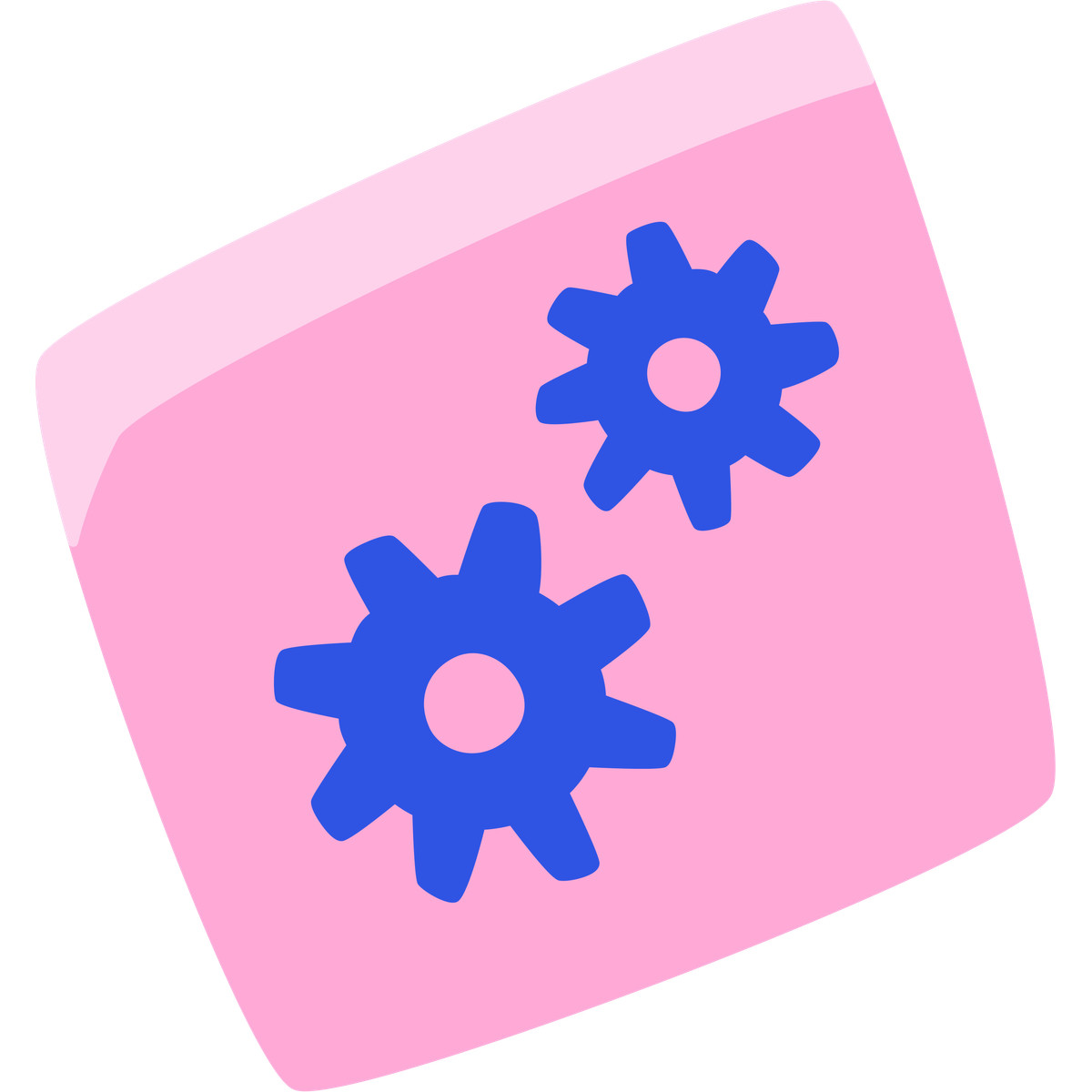 Ilustración Pink square with blue gears en estilo Bouncy a descargar en PNG y SVG