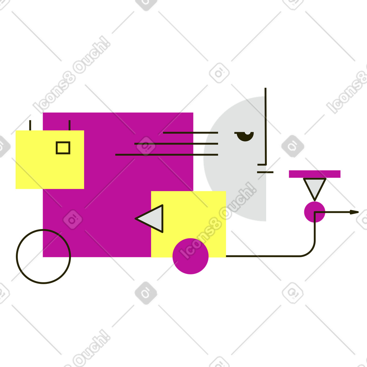 Geometric abstract delivery vehicle, Fast shipping and logistics illustration in Geom style download in PNG, SVG