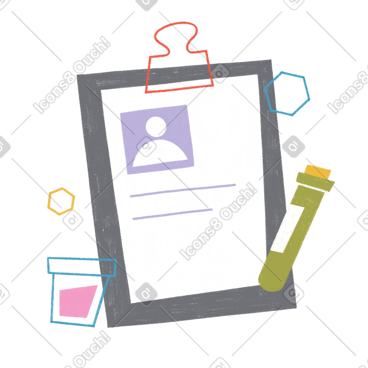 Ilustración Tarjeta de paciente con pruebas médicas en estilo Tutti a descargar en PNG y SVG