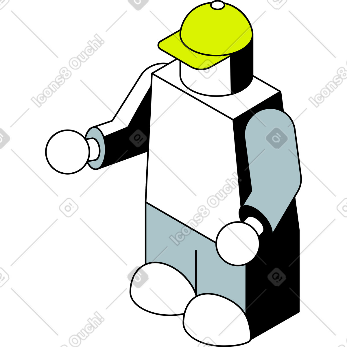 Figurina del personaggio illustrazione in stile Isometric scarica in PNG, SVG