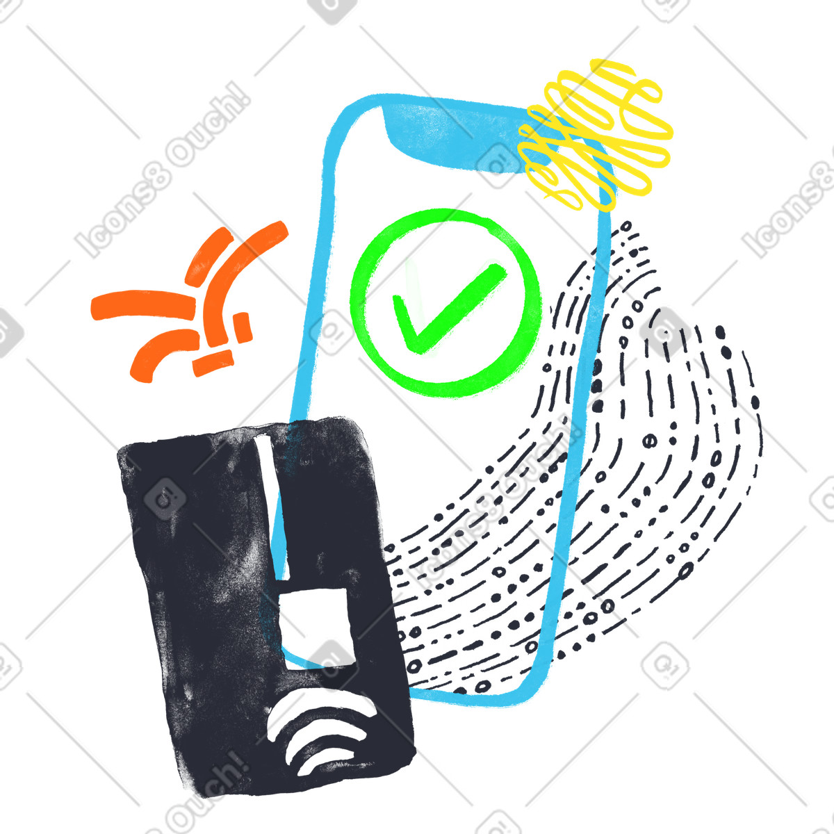 Inky スタイルの Phone card payment approved のイラストをPNG、SVG形式でダウンロード