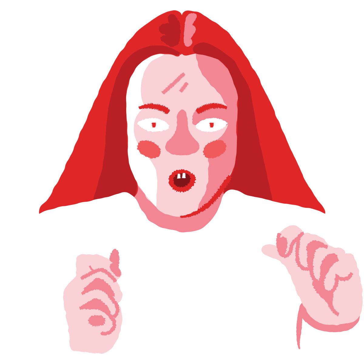 Person with red hair and surprised expression-Illustration im Cherry-Stil als Download in PNG, SVG