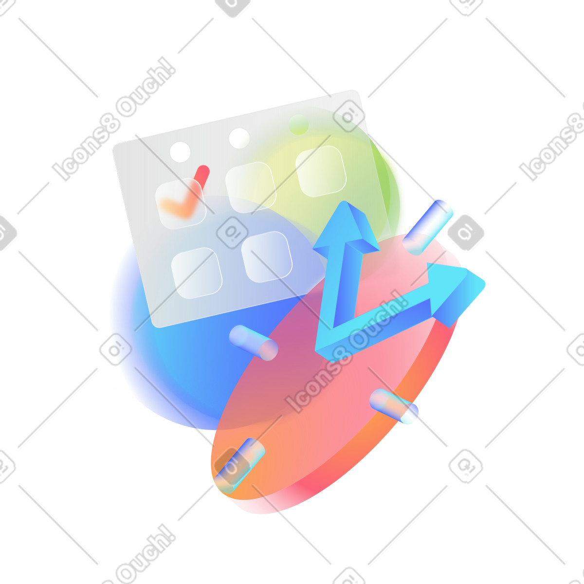 Иллюстрация Calendar and clock for time management в стиле Morphis — скачать в форматах PNG, SVG