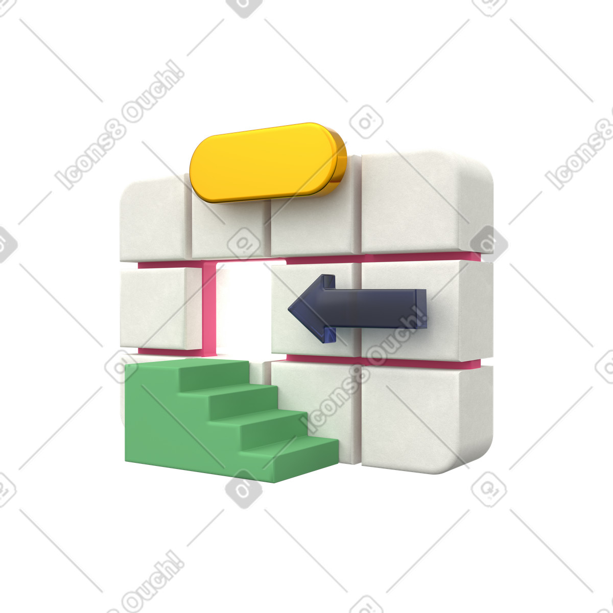 Workflow-navigationsprozess, prozessflussmanagement, abgemeldet-Illustration im 3D Grid-Stil als Download in PNG, SVG