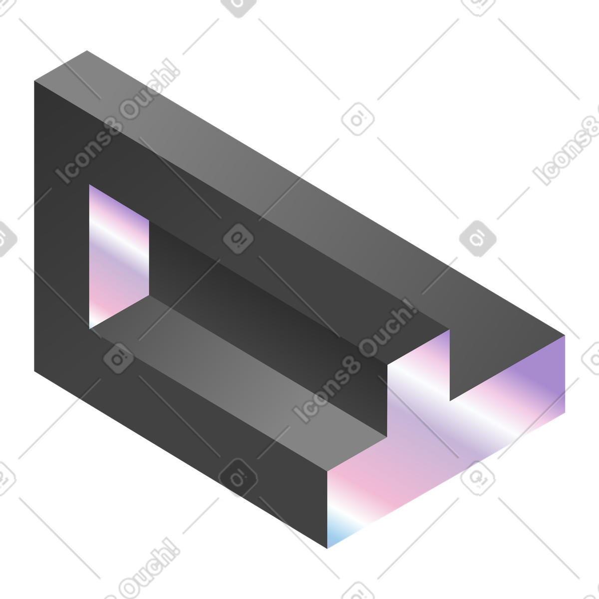 Ilustração de Forma impossível com gradiente, truque visual e ilusão de ótica em PNG e SVG