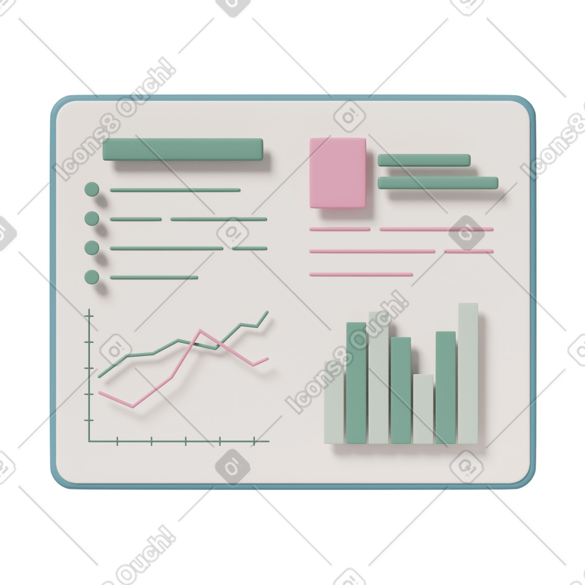 Ilustração de Tablet with statistics bars em no estilo 3D Casual life para baixar em PNG, SVG