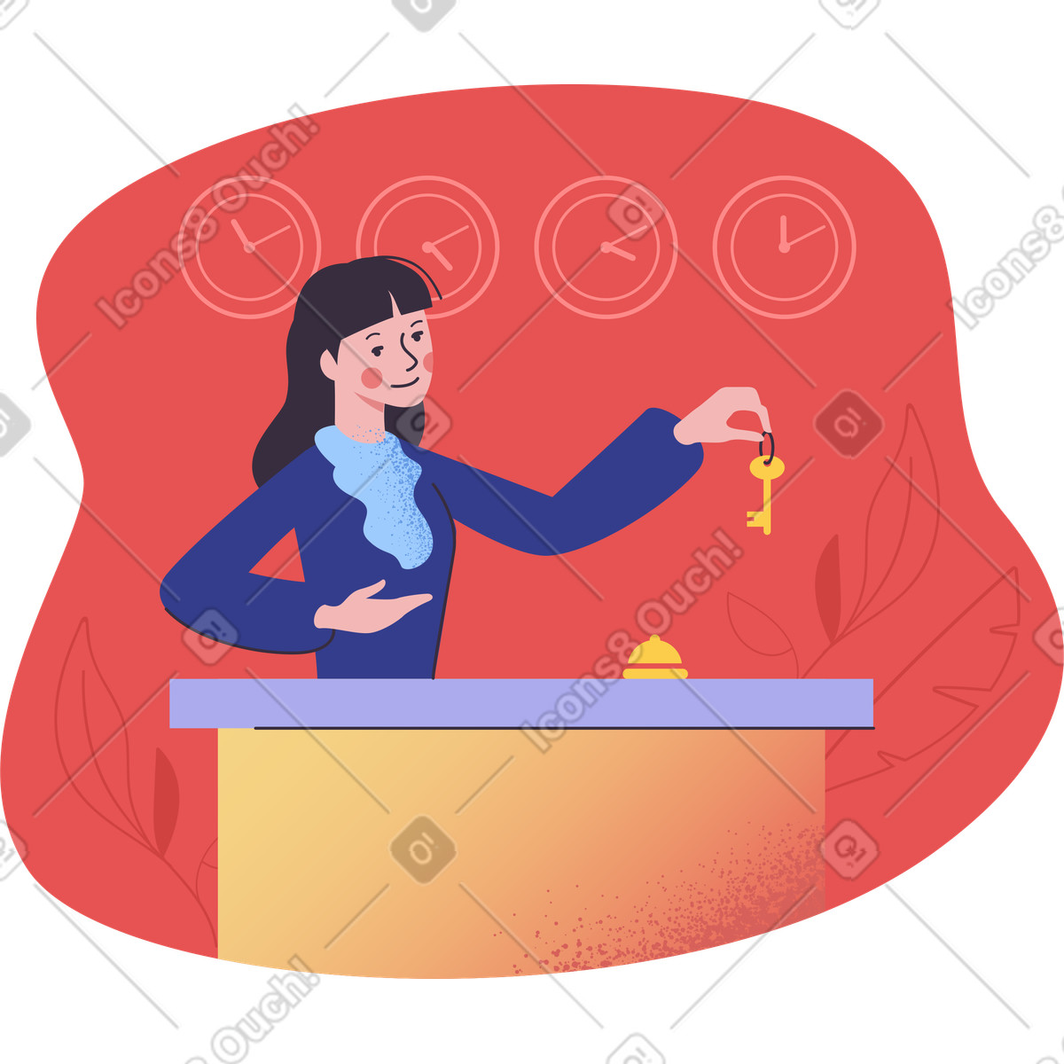 Hotel receptionist giving a key illustration in Pale style download in PNG, SVG