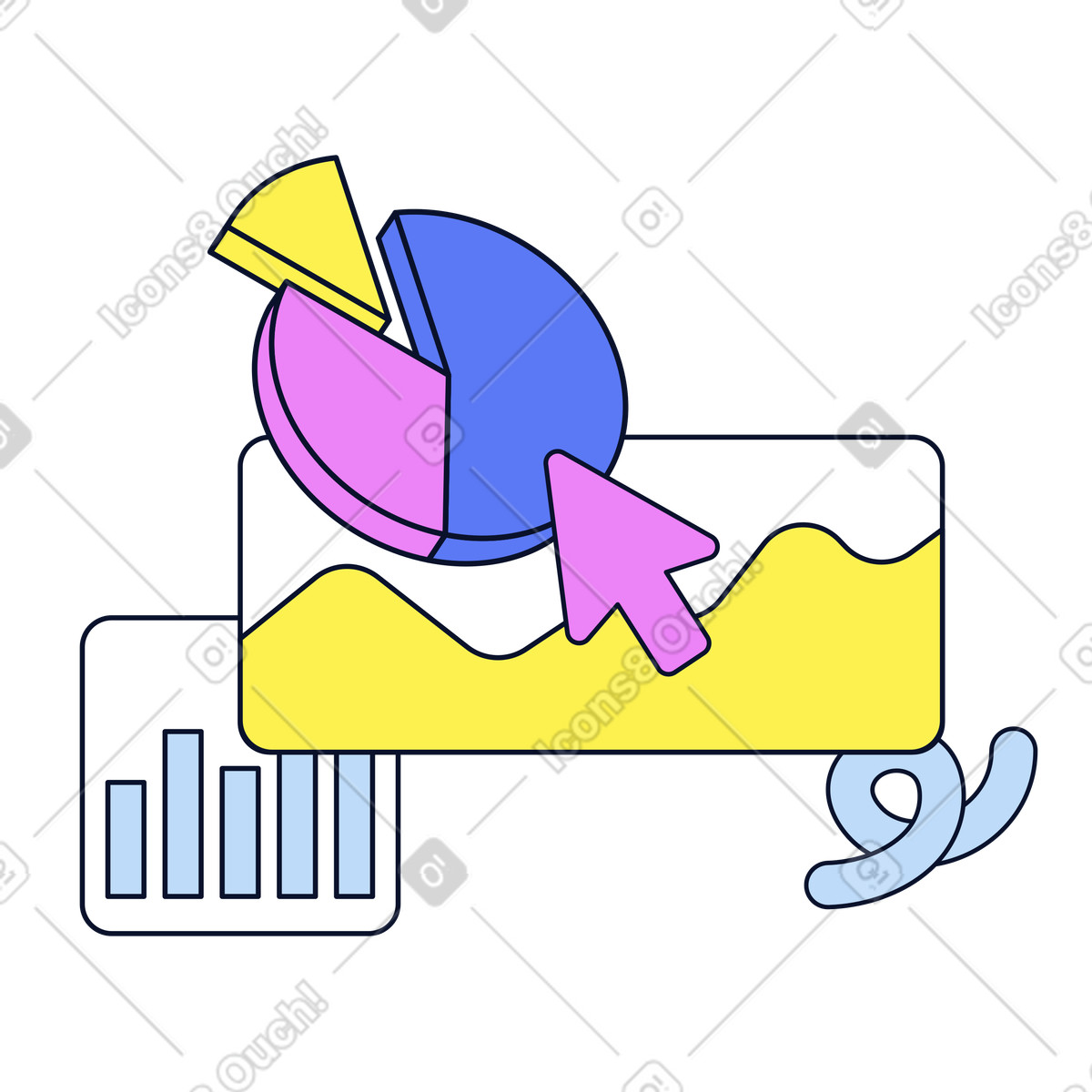 Ilustração de Colorful charts and graphs, data analytics reporting em no estilo Flexy para baixar em PNG, SVG