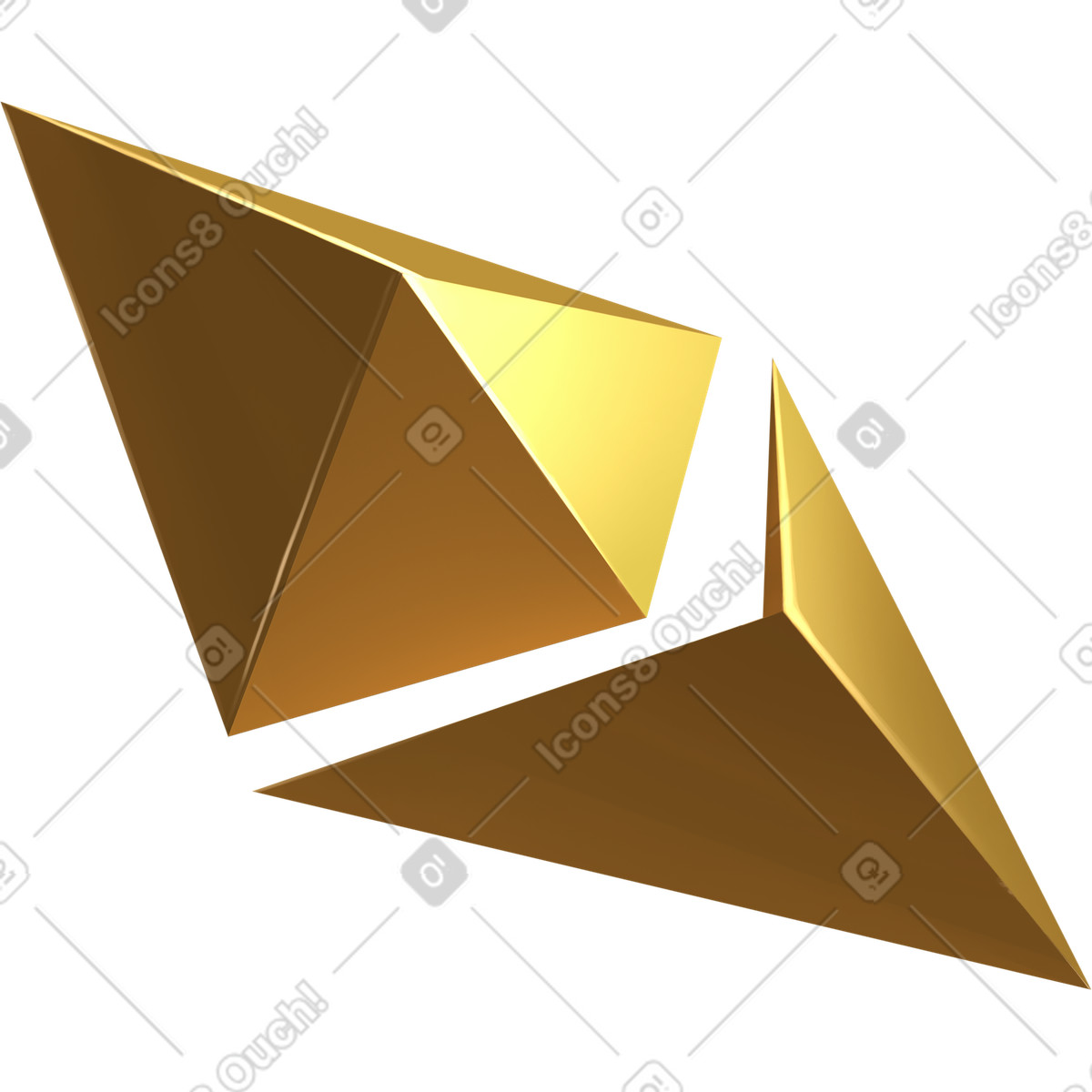 Golden etherium logo-Illustration im Props-Stil als Download in PNG, SVG