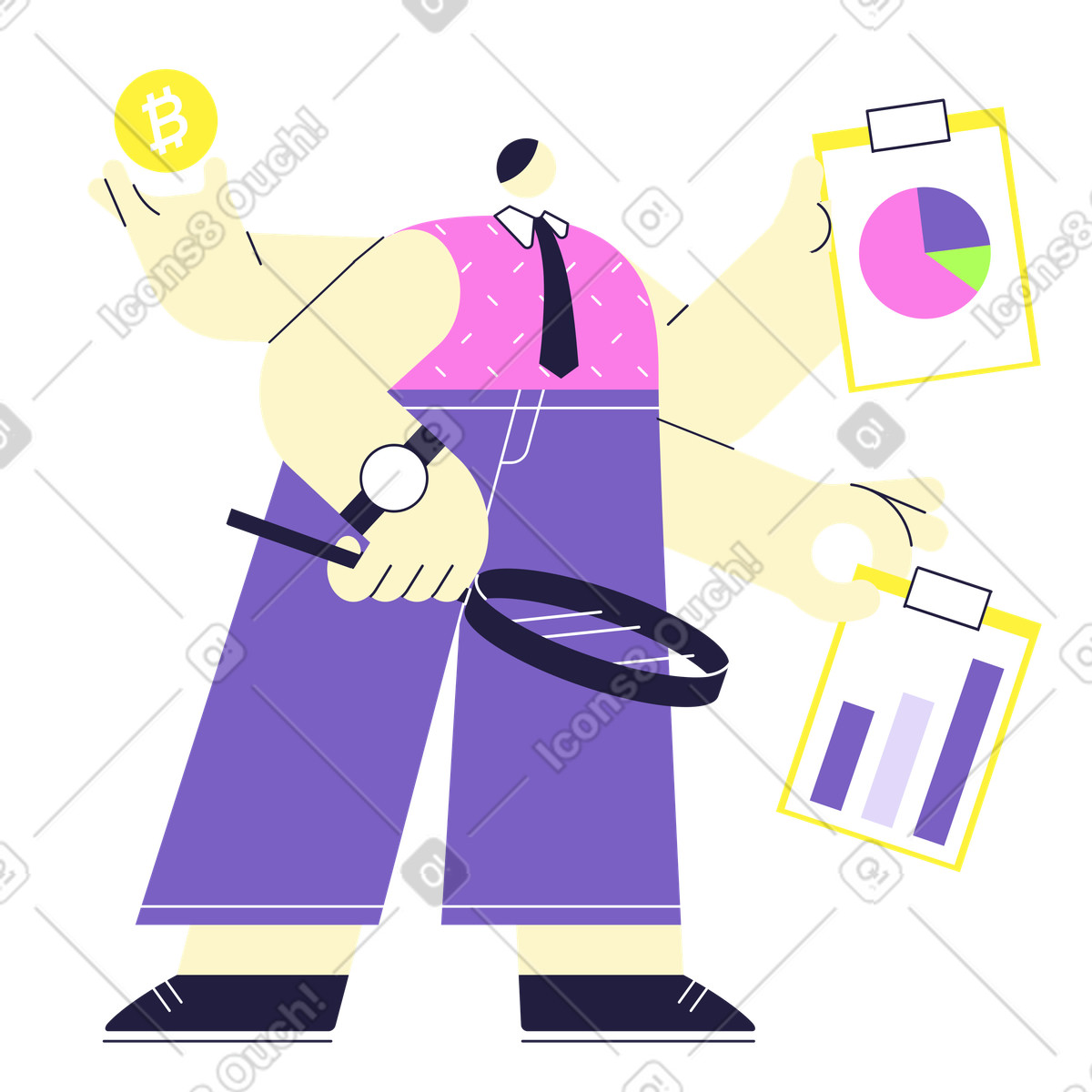 Gestore multitasking con report dati illustrazione in stile Mellow scarica in PNG, SVG
