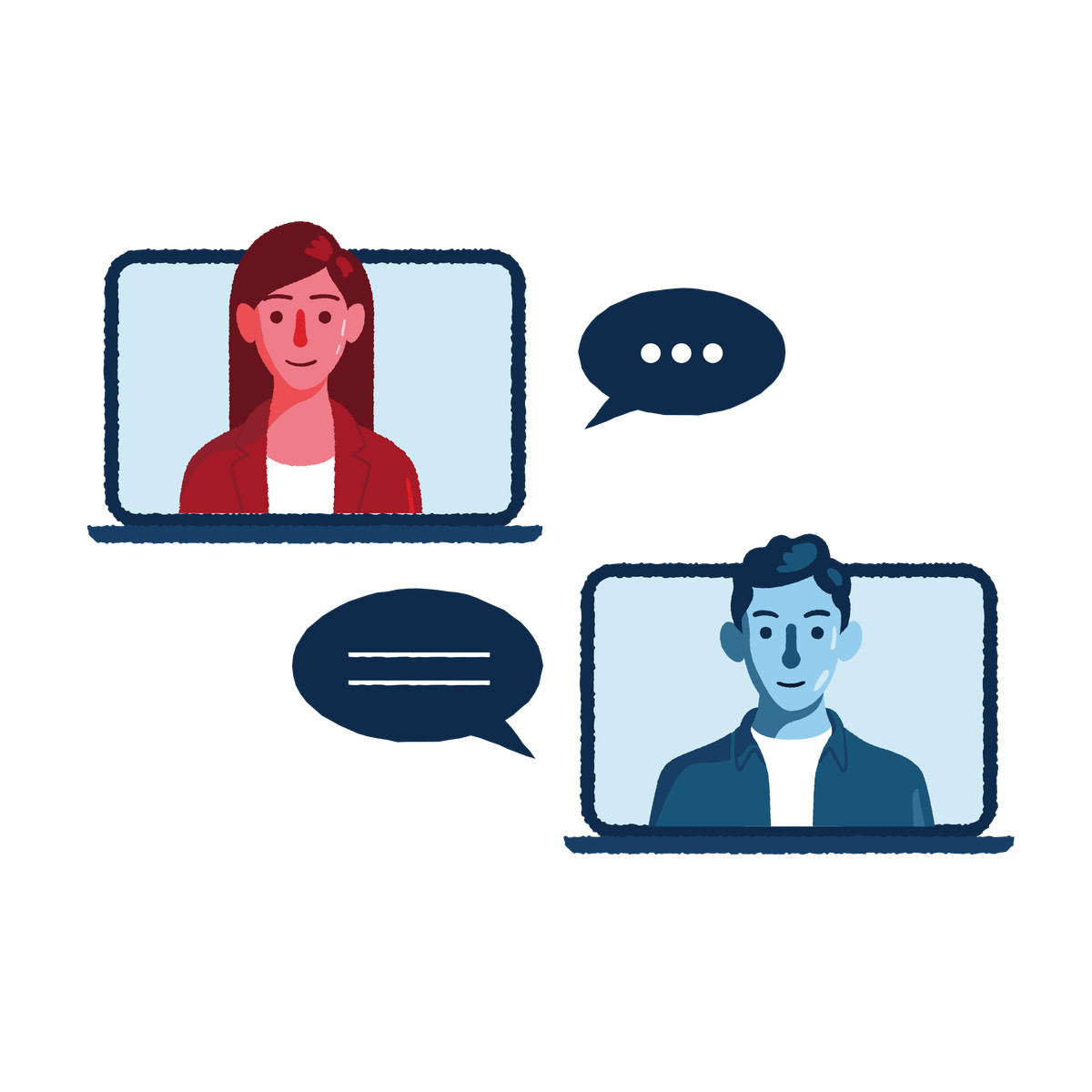 Remote meeting illustration in PNG, SVG