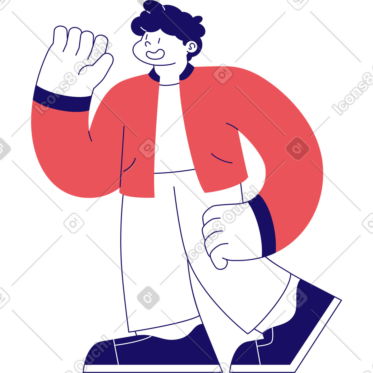 Ilustração de Homem dando high five em no estilo Bendy para baixar em PNG, SVG
