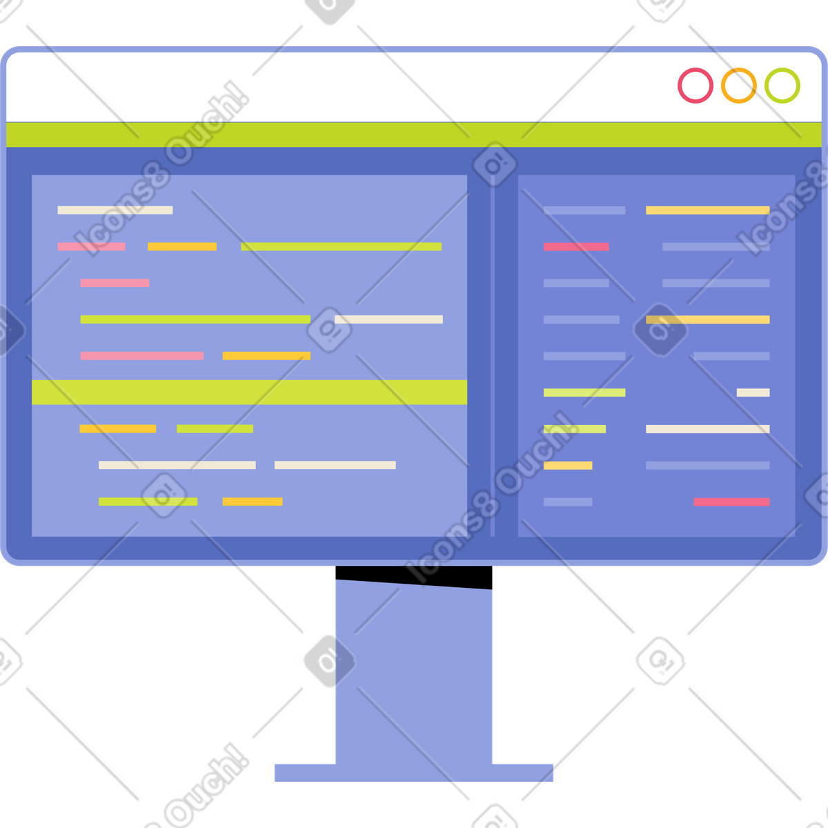 monitor with small text illustration clipart in PNG SVG GIF depicting a screen