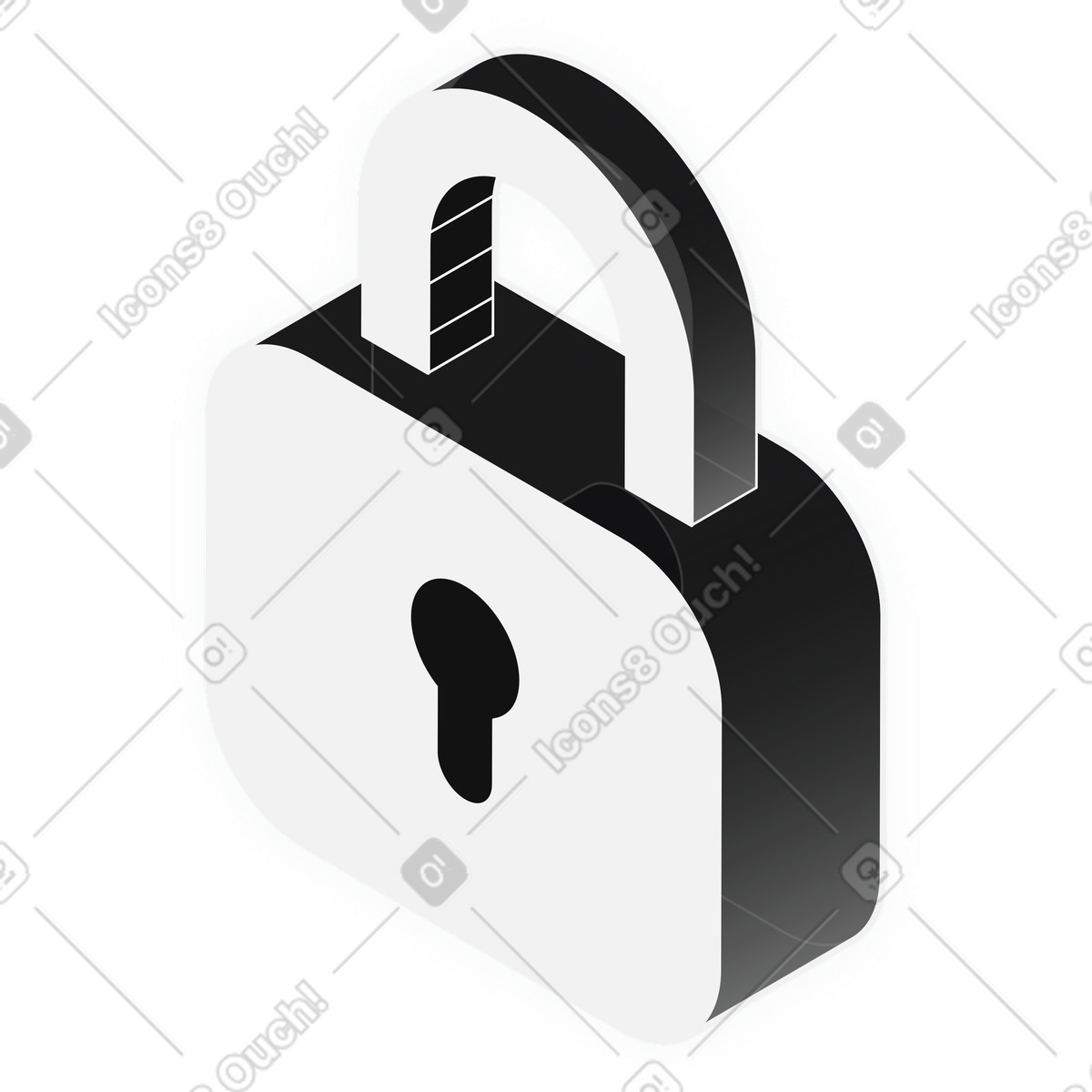 Privacy access control white lock icon illustration in Inverse style download in PNG, SVG