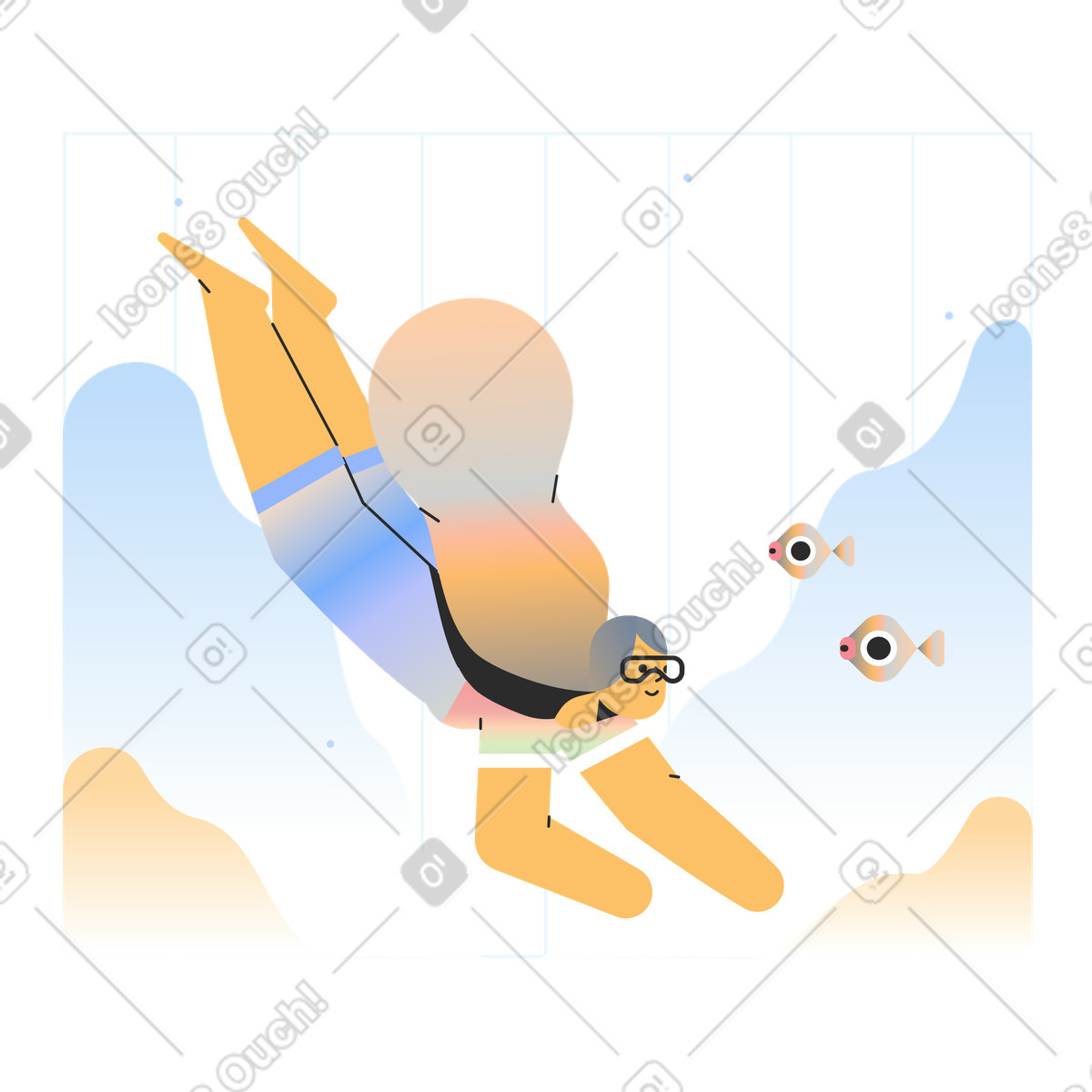 Unter dem meer-Illustration im Marginalia-Stil als Download in PNG, SVG