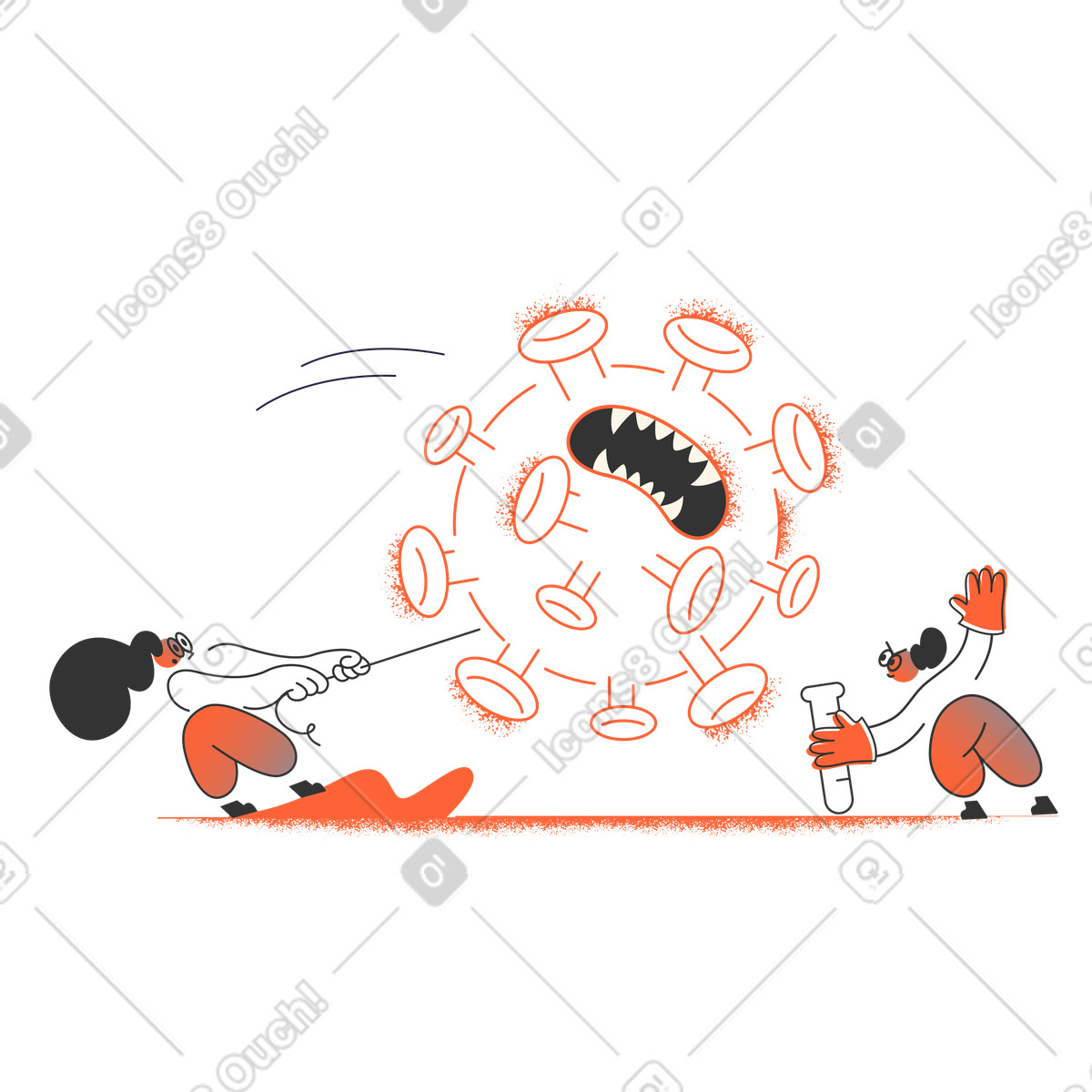 Ilustración Experimento científico en estilo Crayon a descargar en PNG y SVG