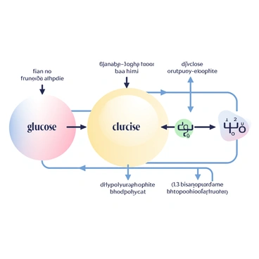 A detailed diagram features various intermediates of the glycolysis pathway. At the center, "glucose" is depicted, leading to "glucose-6-phosphate" on the left side. From here, the path continues to "fructose-6-phosphate" while also branching off towards "dihydroxyacetone phosphate" on the right side. Each intermediate is clearly marked with labels, including "glyceraldehyde-3-phosphate," "1,3-bisphosphoglycerate," and "phosphoenolpyruvate" arranged in a linear sequence. The background has a subtle gradient that enhances clarity, and arrows connect each intermediate to illustrate the flow of the glycolysis process.