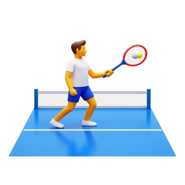 A customer holding a badminton racket, preparing to swing it in a designated testing area. The customer is wearing sports attire, which includes a breathable athletic t-shirt and shorts. The testing area features a smooth, clean floor and a few marked lines indicating the boundaries for playing. The customer has a focused expression, showcasing concentration and enthusiasm. The badminton racket is sleek, with a bright color scheme, and the shuttlecock is visible mid-air, indicating it's just been hit.
