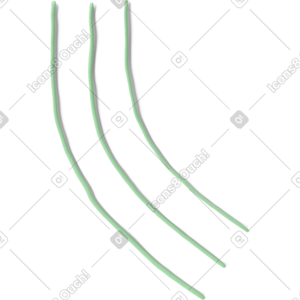 Three green curved stripes illustration in 3D Stripy style download in PNG, SVG