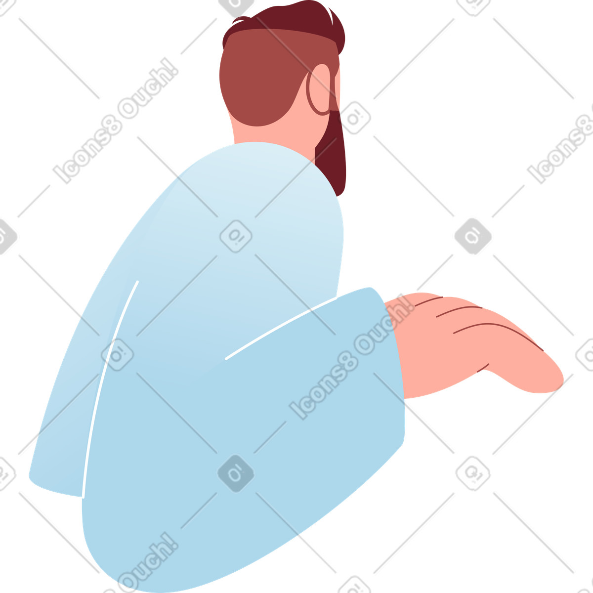 Back view of man illustration in Airy style download in PNG, SVG