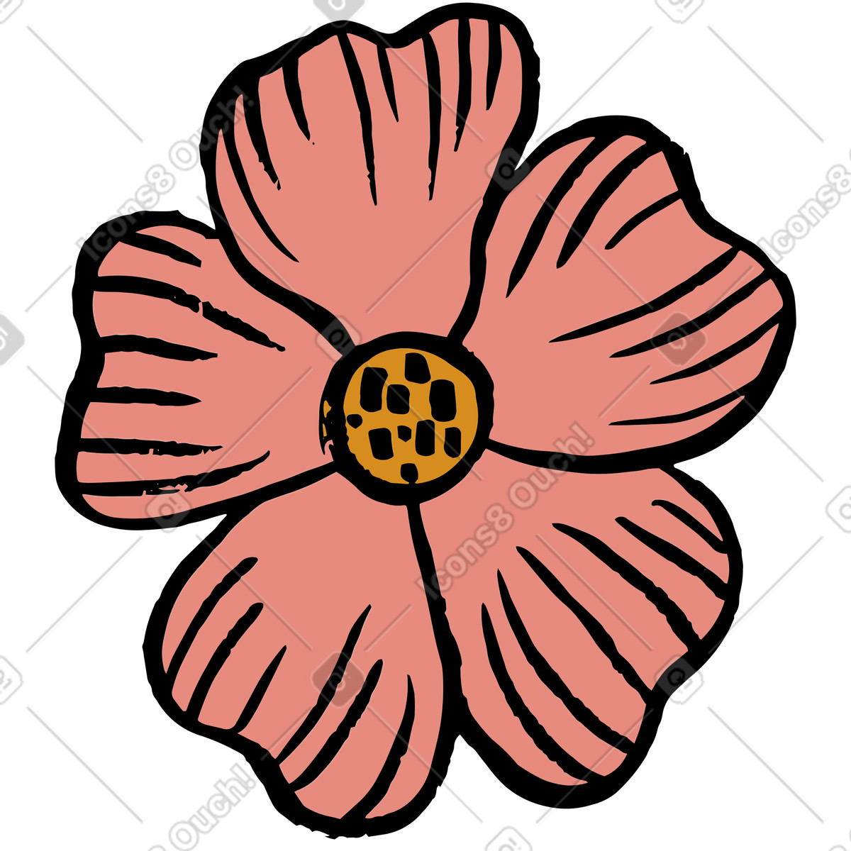 Scandi スタイルの Pink flower with five petals のイラストをPNG、SVG形式でダウンロード