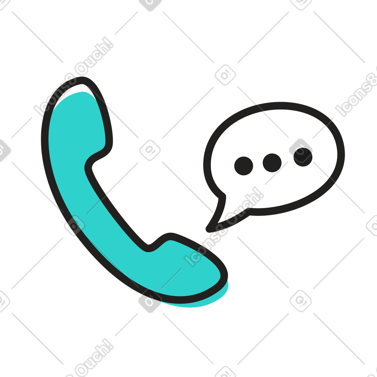 Little スタイルの 吹き出し付きの電話での会話 のイラストをPNG、SVG形式でダウンロード