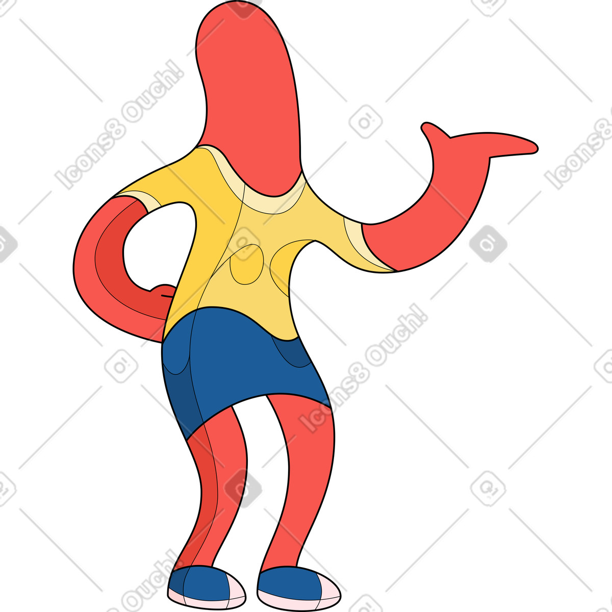 Ilustração de Mulher apontando magra em no estilo Surr para baixar em PNG, SVG