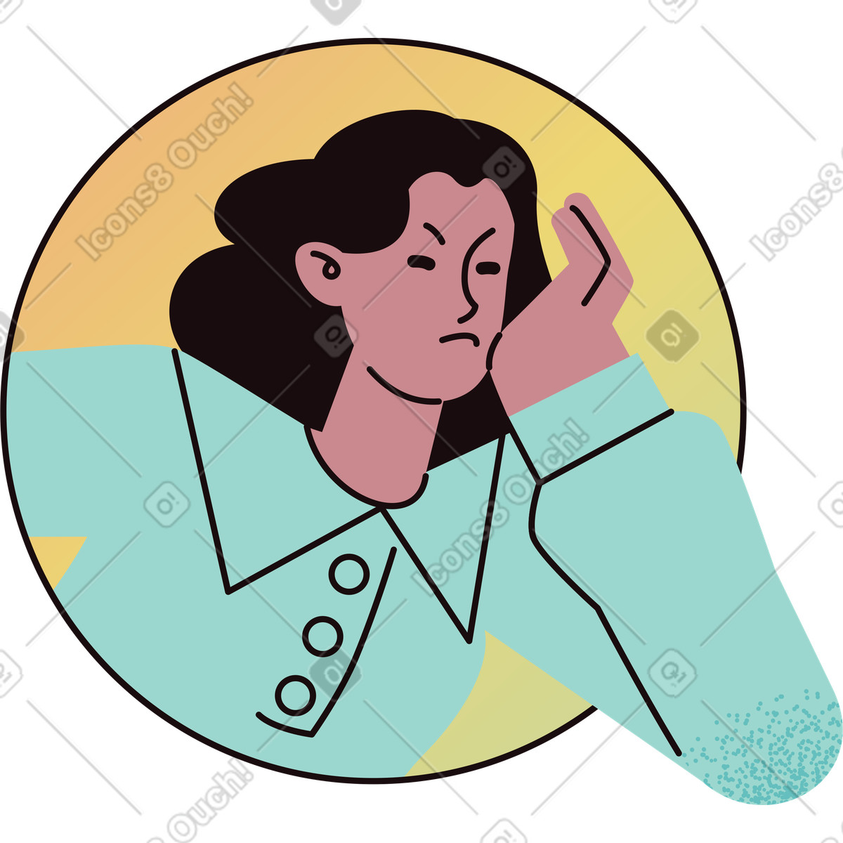 Ilustração de Avatar mulher brava em no estilo Delight para baixar em PNG, SVG