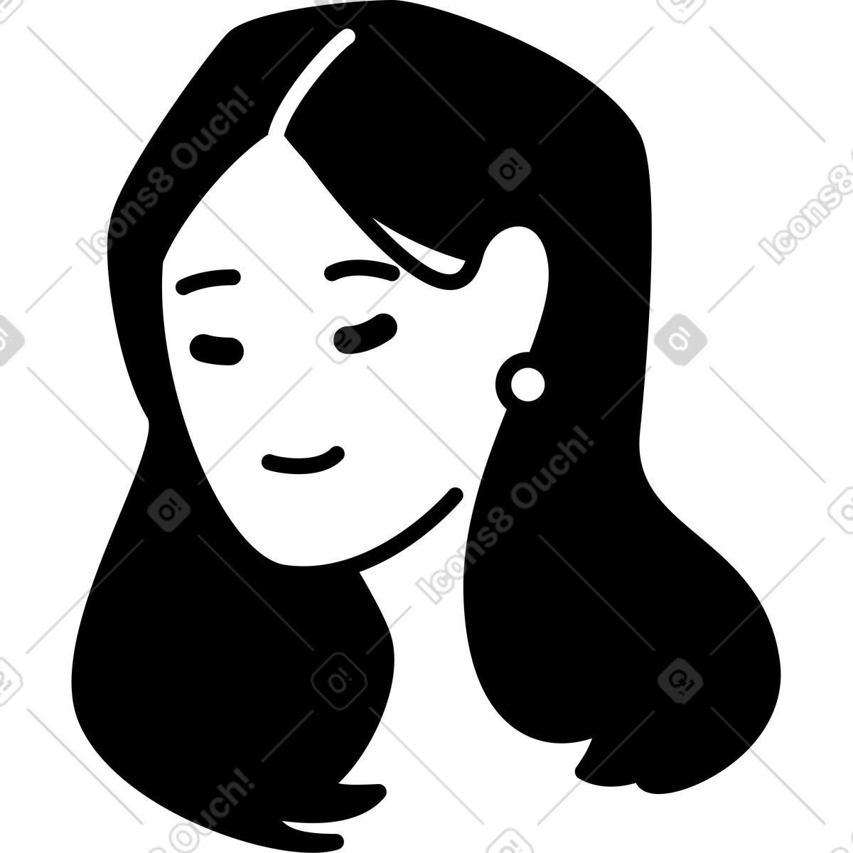 Head of a young woman with an earring illustration in Weekday style download in PNG, SVG