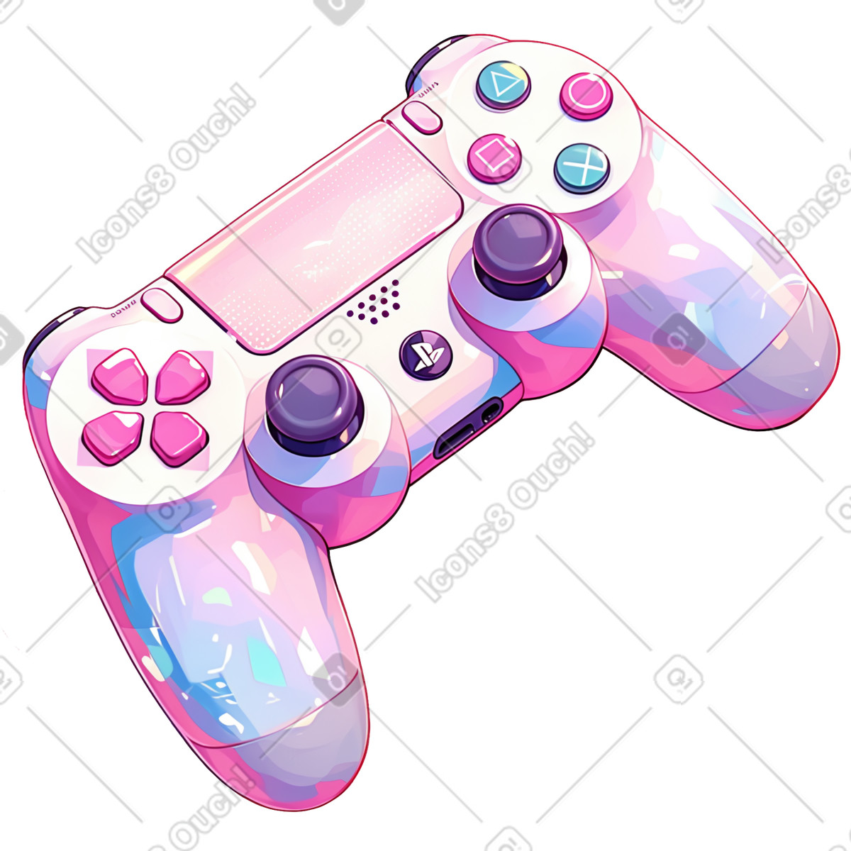 White gamepad illustration in Glazy style download in PNG, SVG