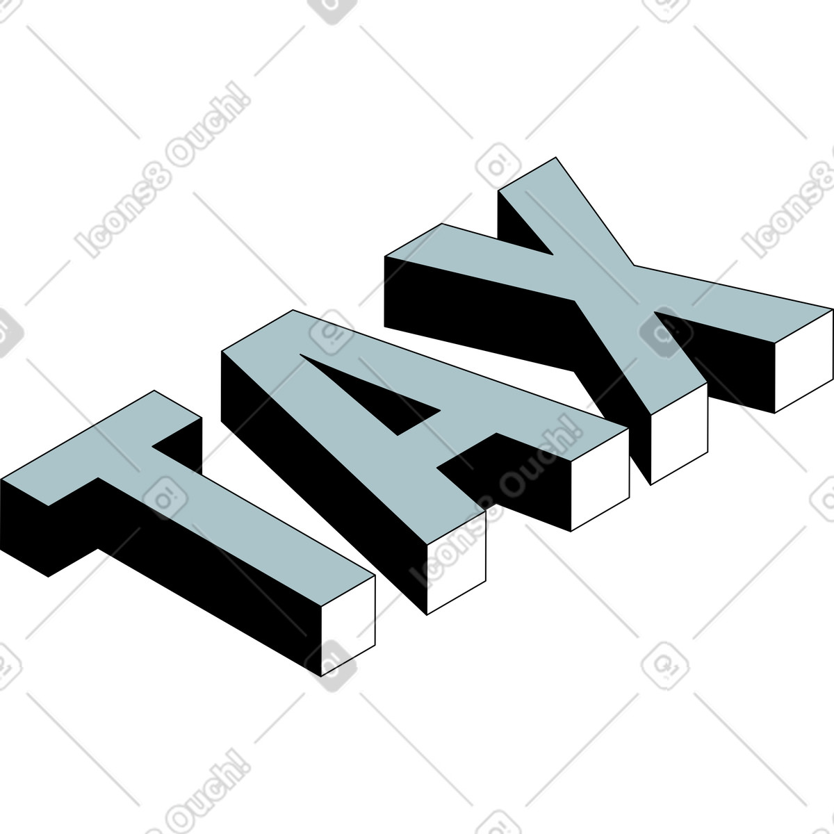 Ilustración Texto de impuestos letras en estilo Isometric a descargar en PNG y SVG
