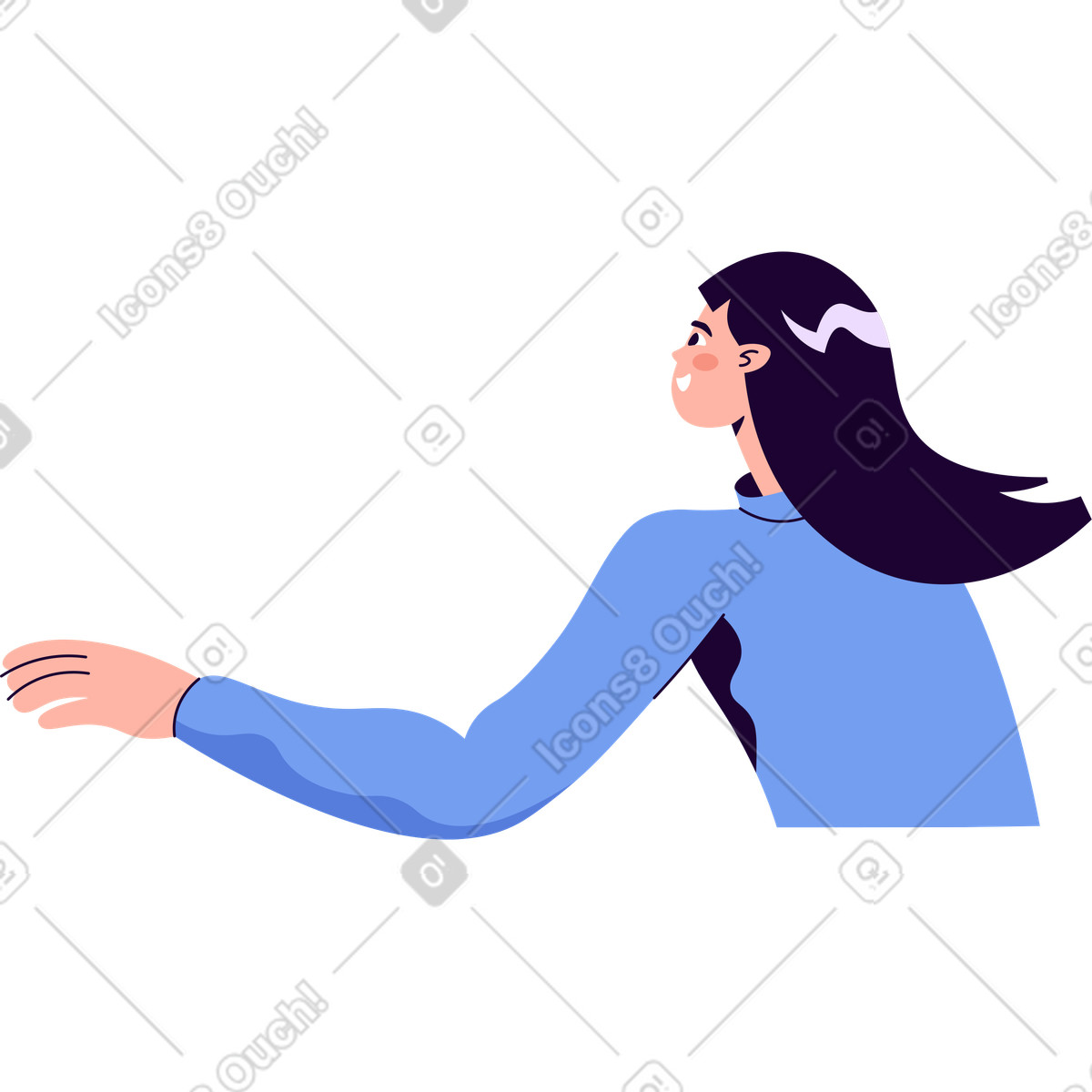 Ilustração de Mulher gola alta na parte trás em no estilo Martina para baixar em PNG, SVG