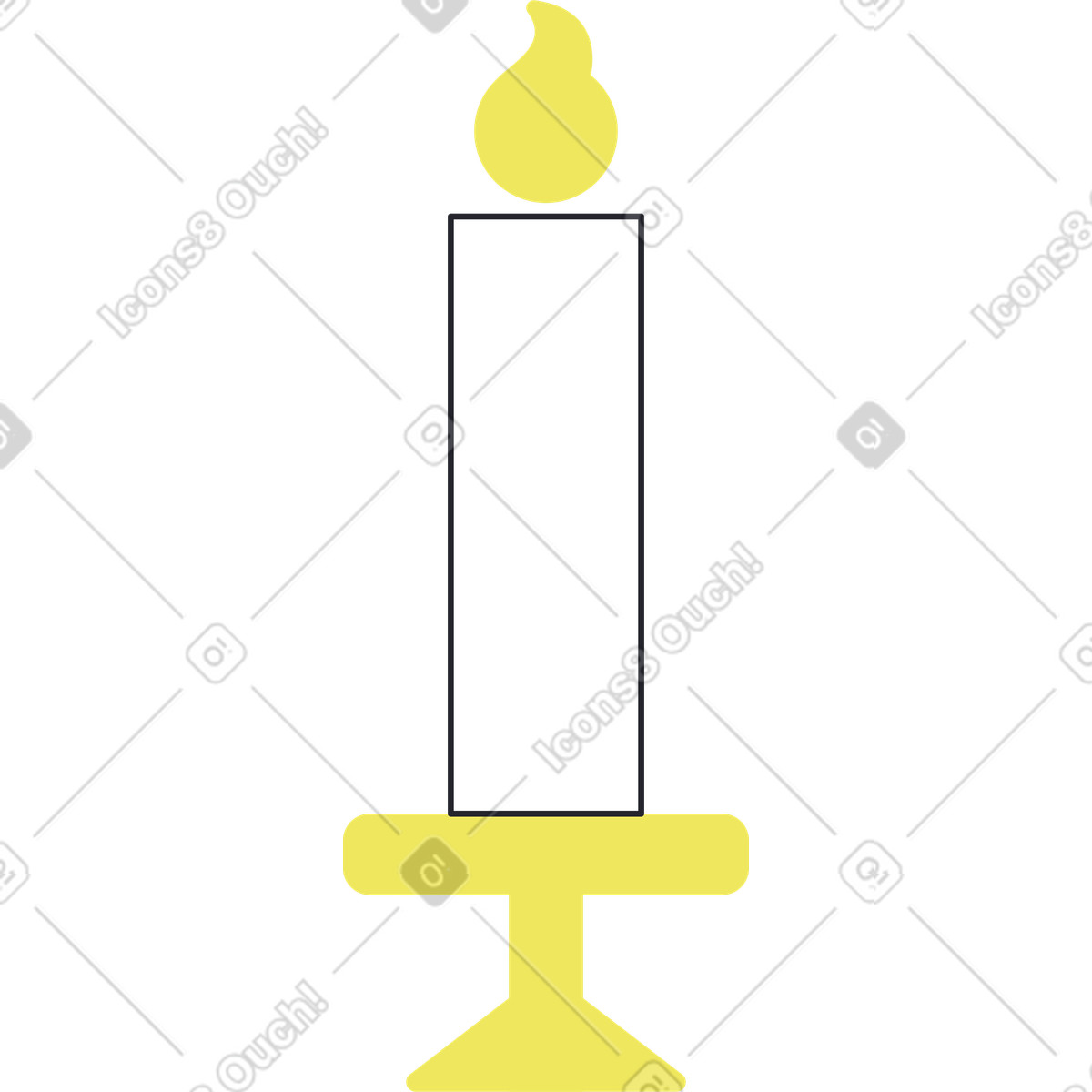 Riesige kurze kerze mit feuer-Illustration im Boba-Stil als Download in PNG, SVG