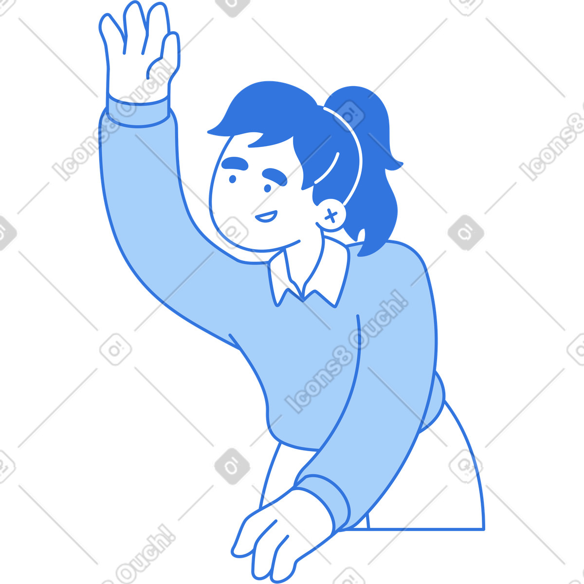 下载 Sky 风格的 女人举起手 插画，支持 PNG、SVG 格式