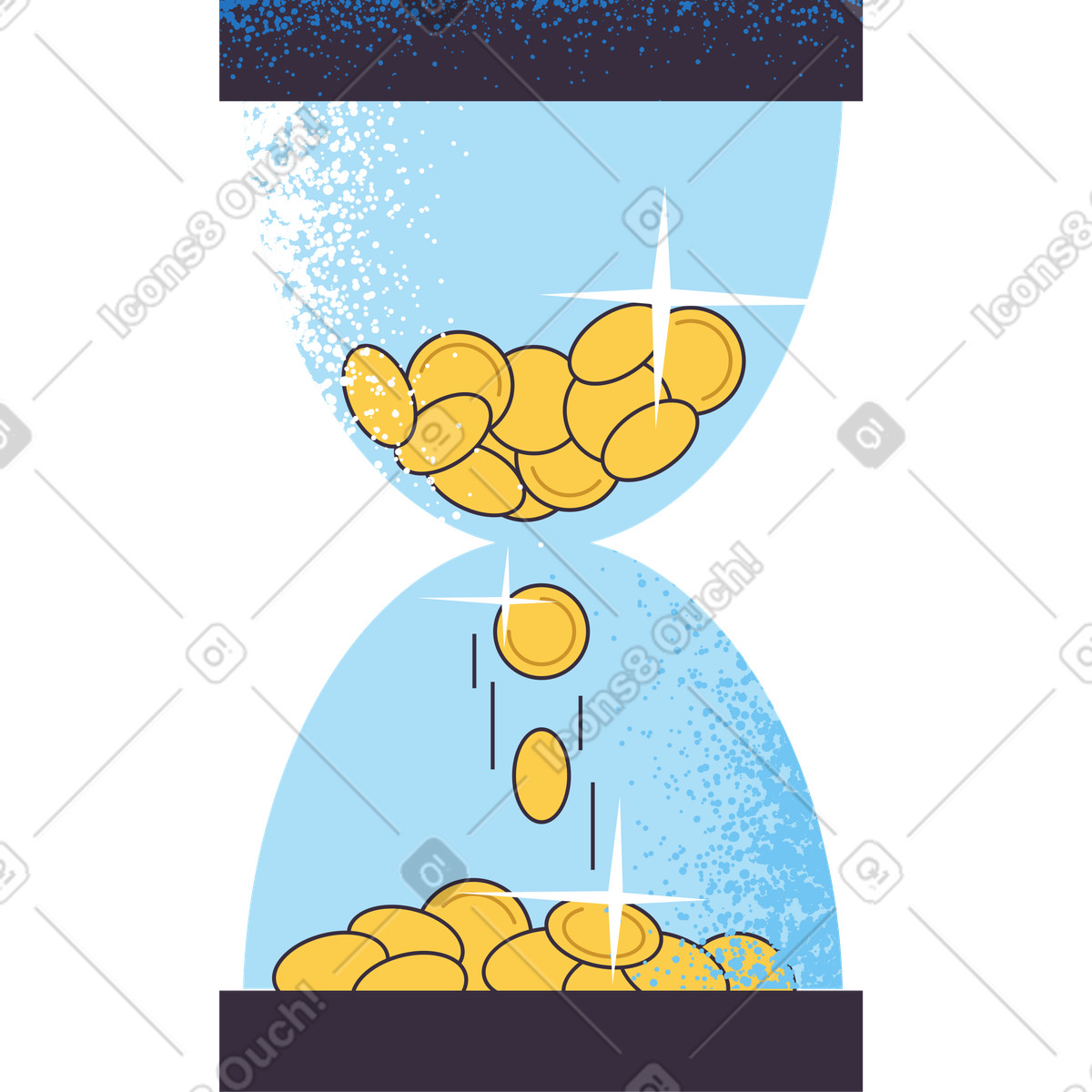 Hourglass with money illustrazione in stile Pale scarica in PNG, SVG