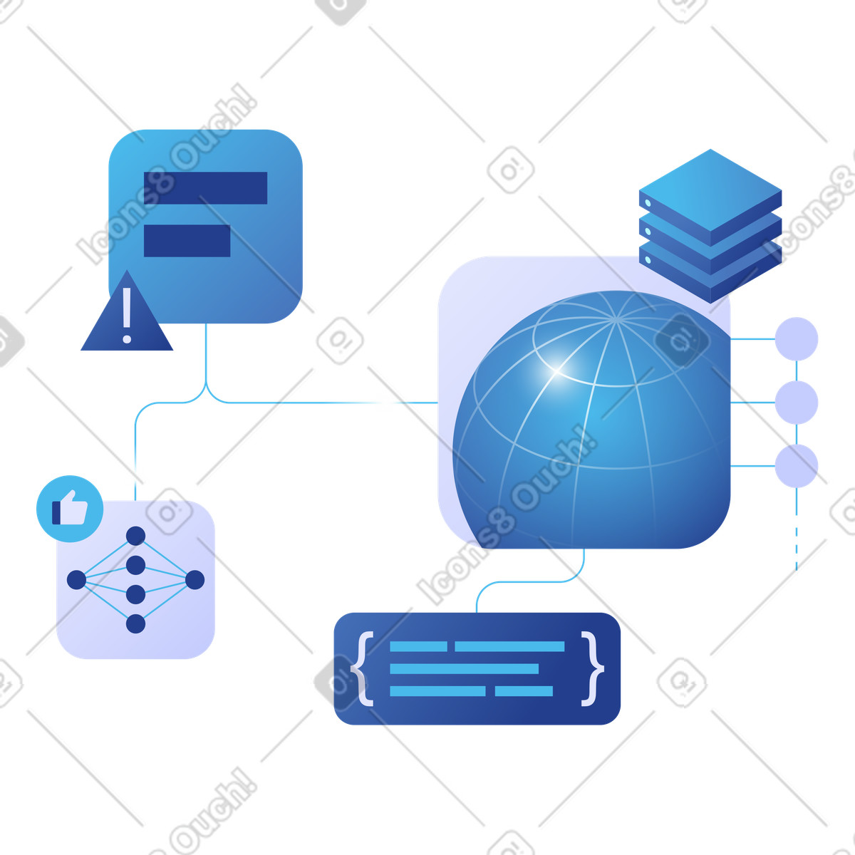 Network illustration in PNG, SVG, GIF formats