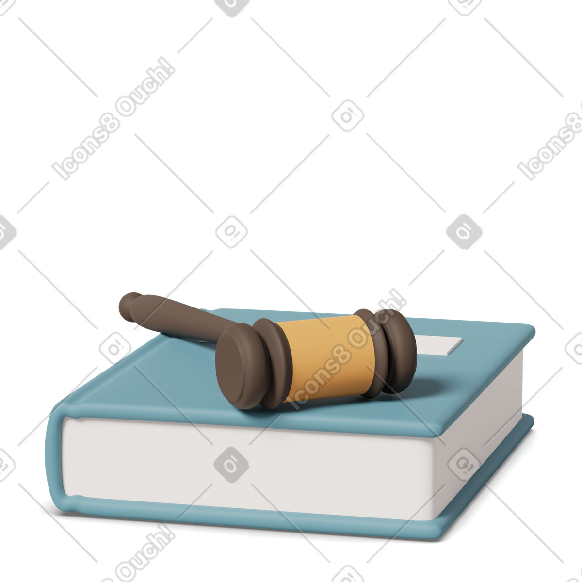 Illustration Judges gavel on law book dans le style 3D Casual life à télécharger aux formats PNG, SVG