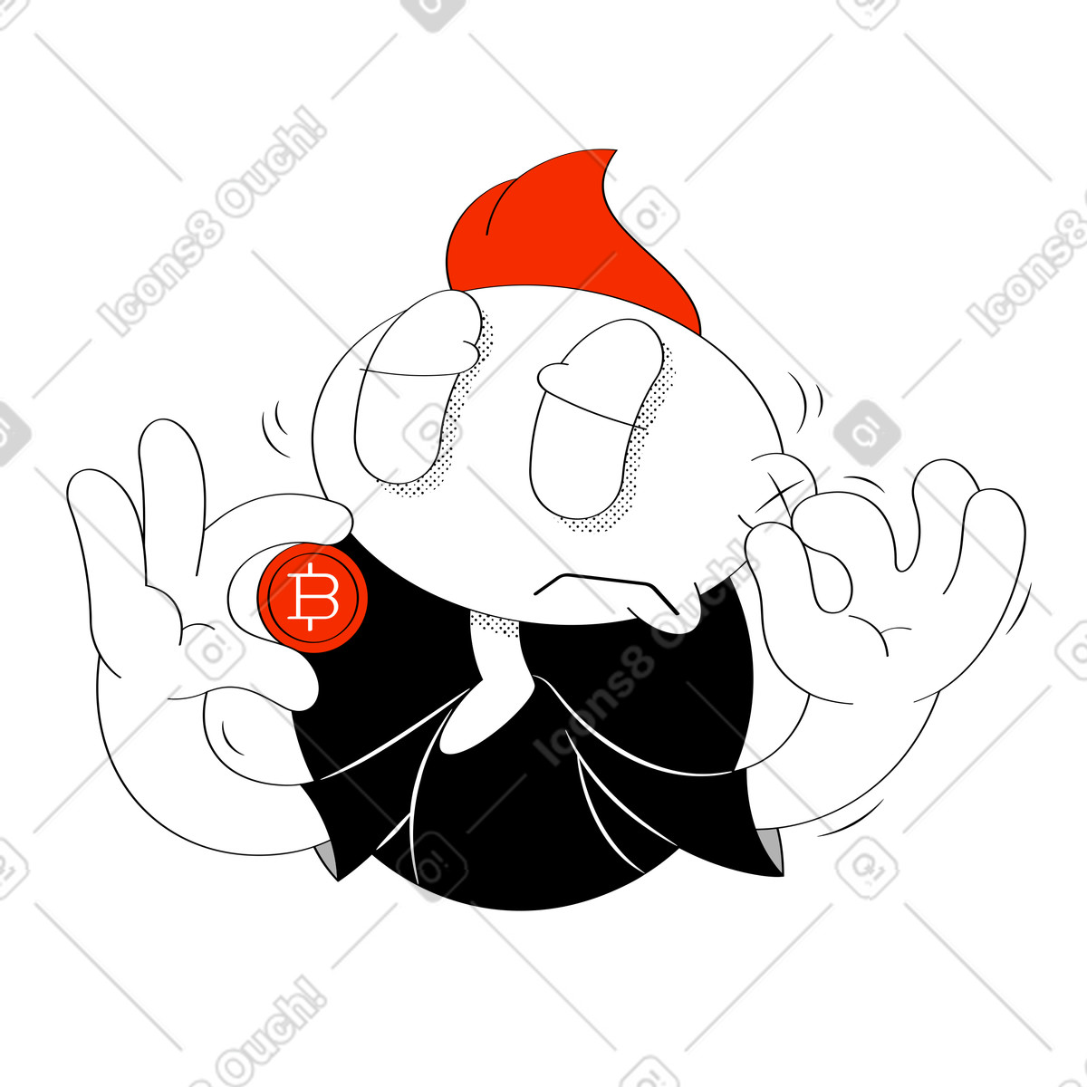 Illustration La crypto-monnaie est bonne dans le style Looney à télécharger aux formats PNG, SVG