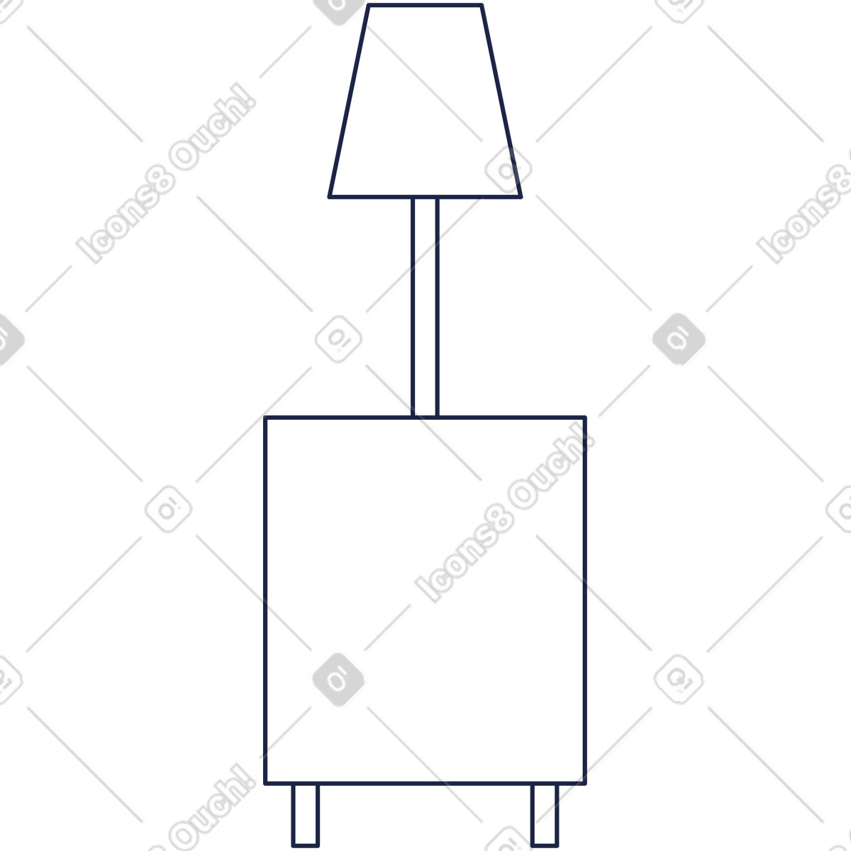 Bedside table with lamp illustration in Urban Line style download in PNG, SVG