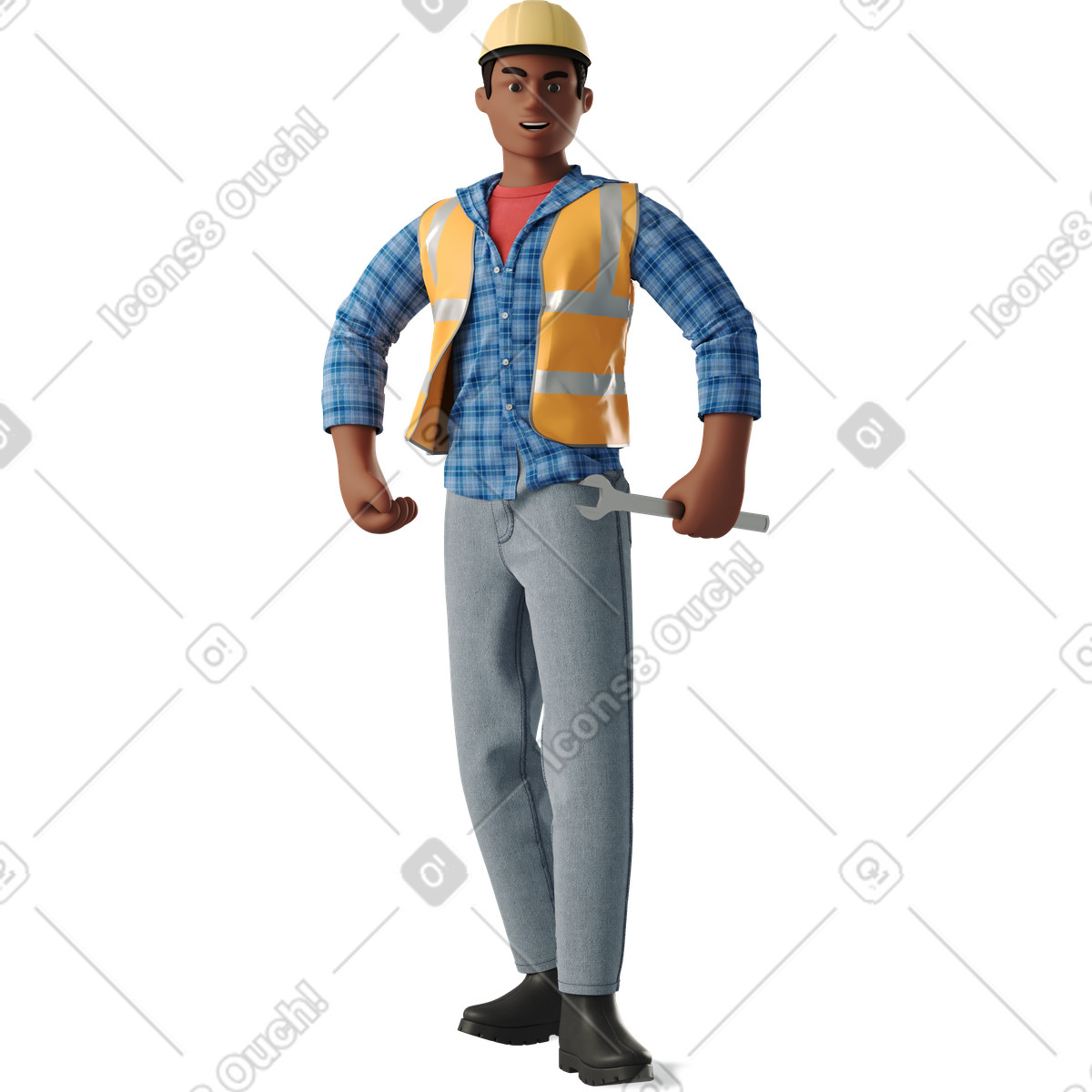Male builder superhero illustration in 3D Business style download in PNG, SVG