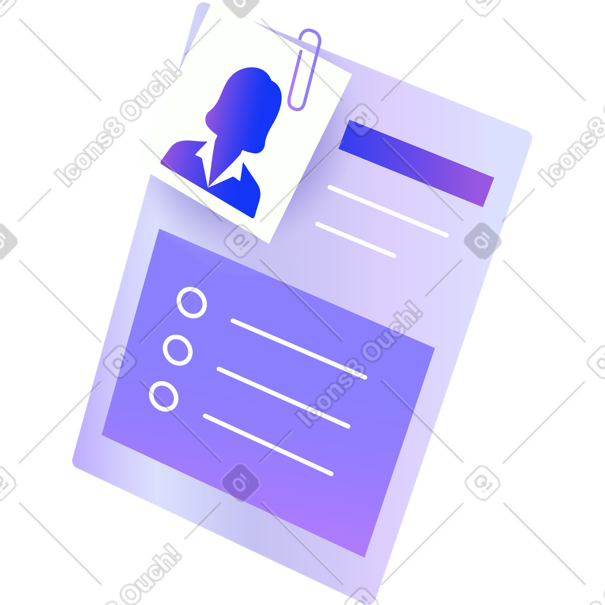 Woman resume illustration in Hi-tech style download in PNG, SVG
