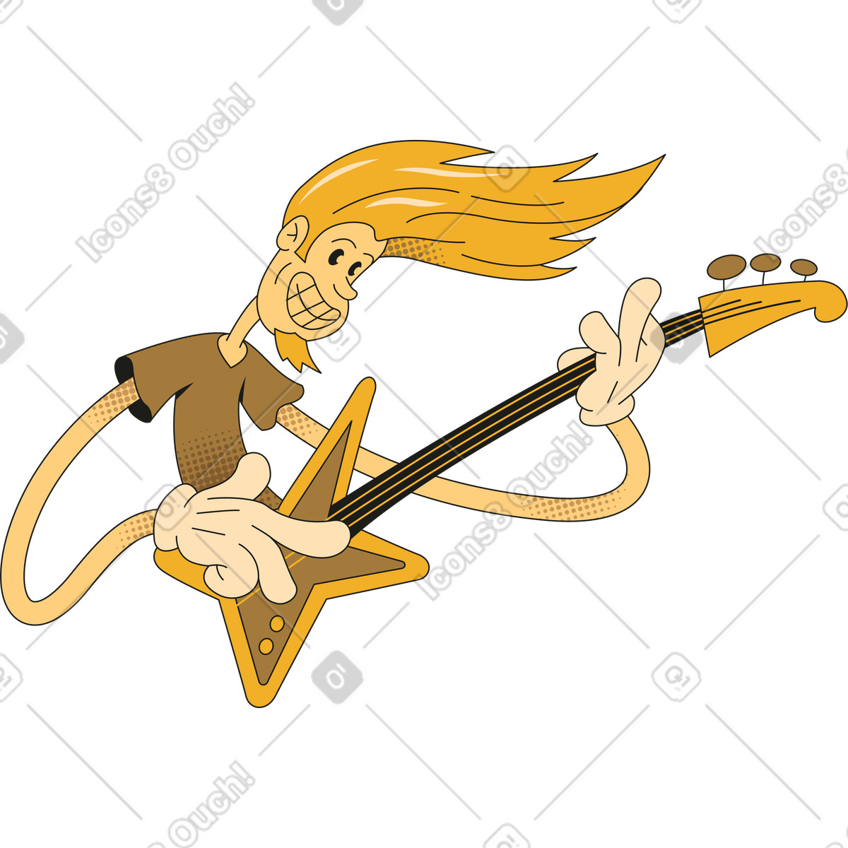 Ilustração de Homem do rock em no estilo Rubber para baixar em PNG, SVG