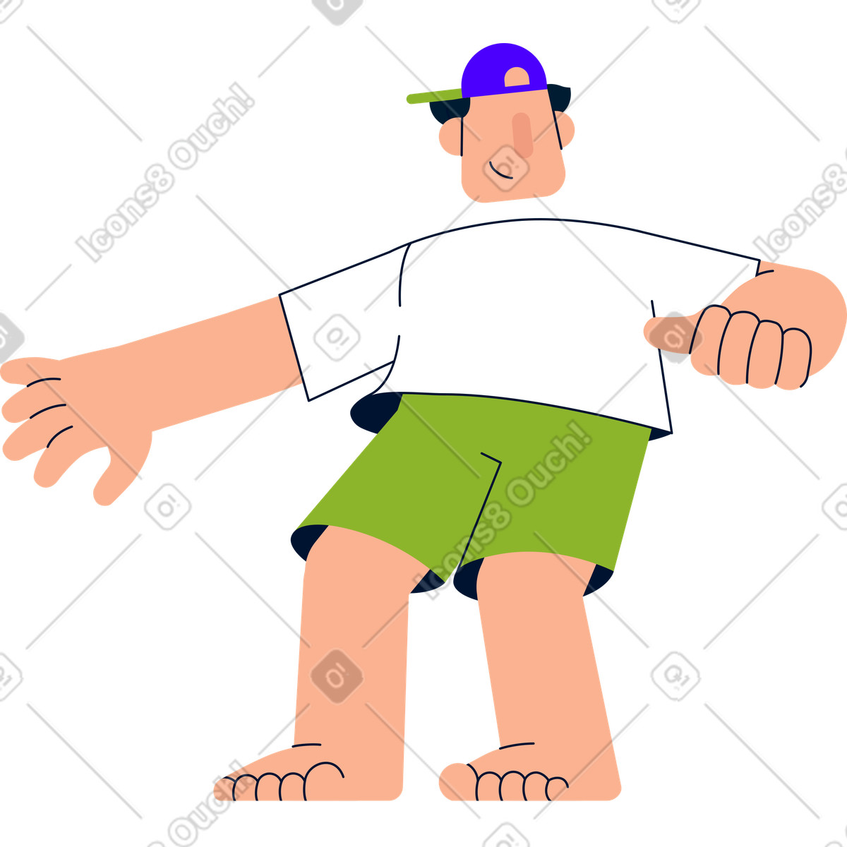 Mann lächelt-Illustration im Cubes-Stil als Download in PNG, SVG