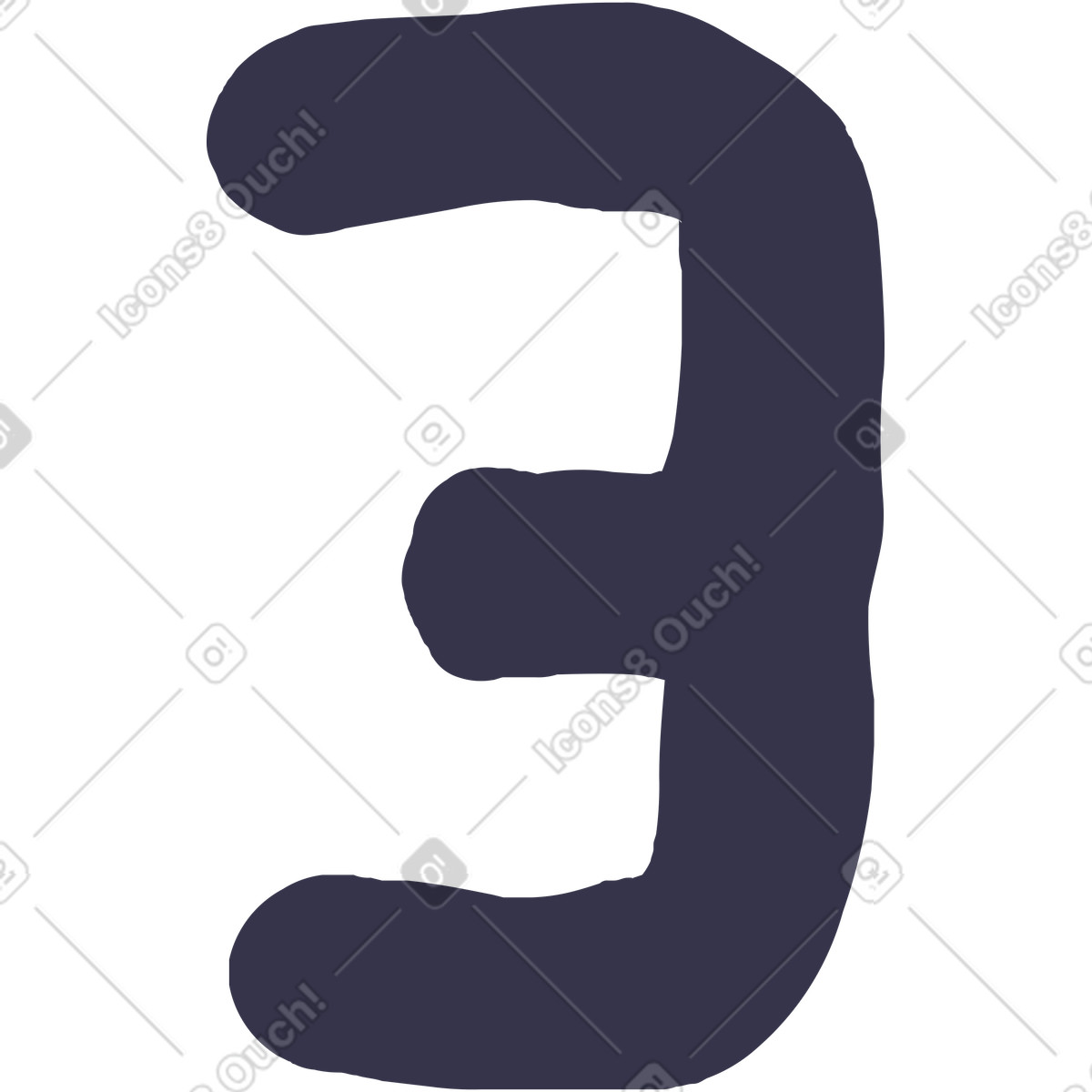 Number three illustration in Stripy style download in PNG, SVG
