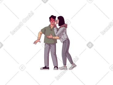 Woman sharing a secret with a man PNG, SVG